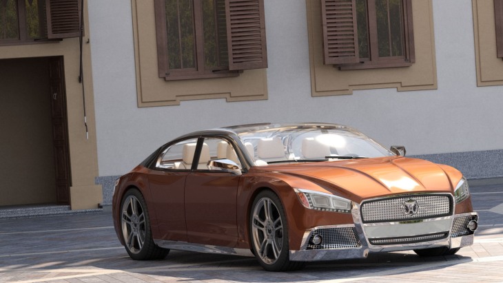 Зовні, концепт Волга швидше нагадує   седан Lincoln Continental   нинішньої генерації