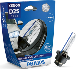 Газорозрядна лампа Philips Xenon WhiteVision другого покоління дає свіжий, чистий і інтенсивний білий світ, за допомогою колірної температури (до 5000 К) відповідний світлодіодним лампам, які часто встановлюють в габаритних вогнях