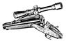 Гладкоствольні рушниці: 1 - одноствольное бескурковую рушницю ІЖ-18;  2 - одноствольное магазинне самозарядна рушниця МЦ-21;  3 - двоствольну бескурковую рушницю «Меркель» з вертикально спареними стволами;  4 - двоствольну курок рушниці з горизонтально спареними стволами