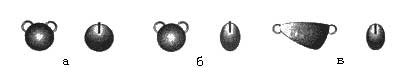 Причому остання частіше застосовується для переднеогруженних блешень, а для Джига в основному застосовуються куля і сочевиця