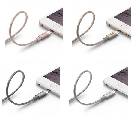 Elago Aluminum Lightning Cable випускається в декількох колірних рішеннях: срібному, сірому, золотом і рожевому