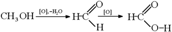 отримання   мурашиної кислоти   окисленням метанолу: