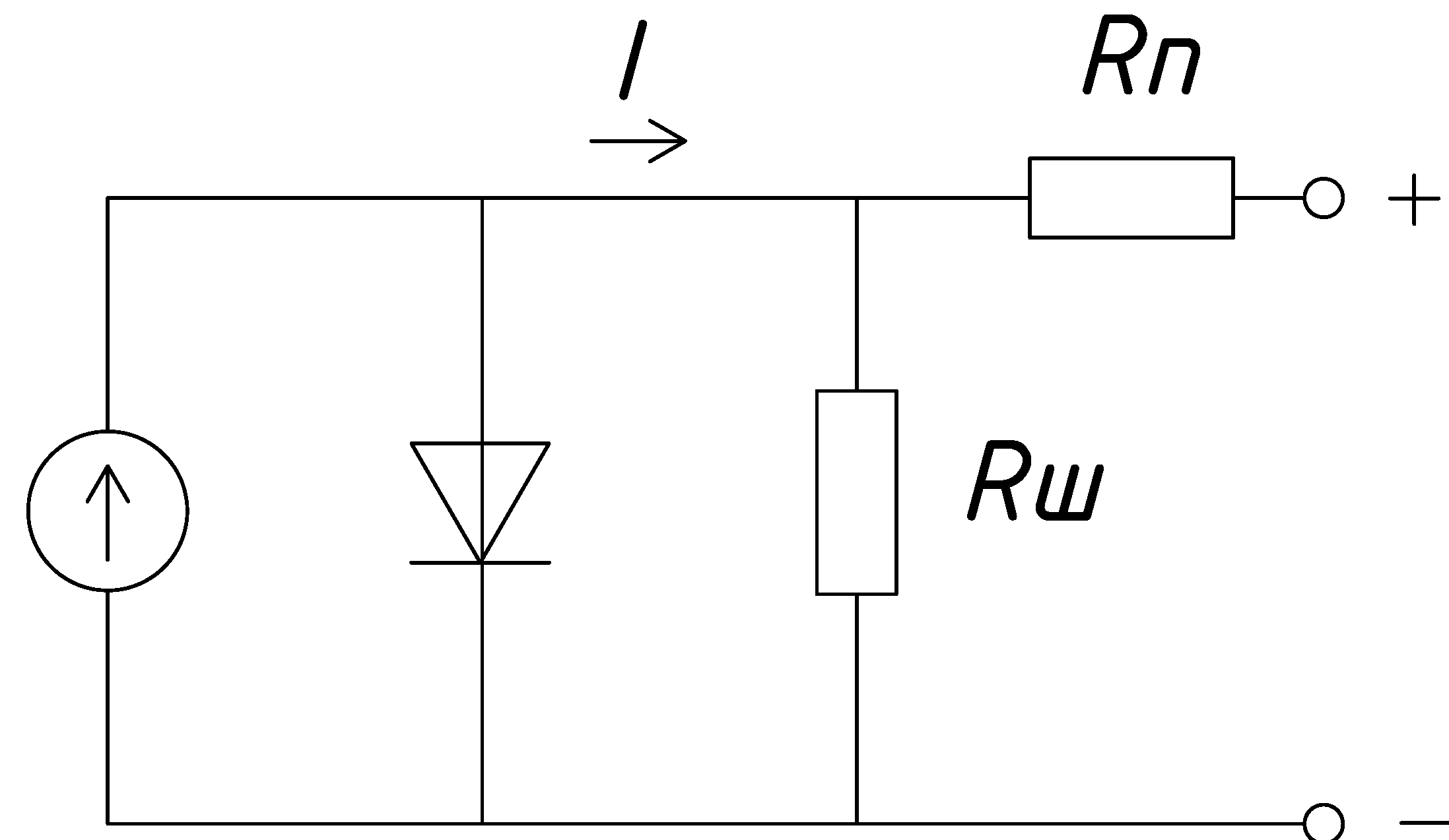 Найпростіша еквівалентна схема фотоелектричної осередку виглядає наступним чином: