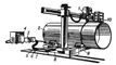 Автомат рейкового типу для електрошлакового зварювання дротяними електродами: 1 - напрямна рейка-колона, який закріплюється на виробі;  2 - передній і задній повзуни;  3 - струмопровідні мундштуки з електродами;  4 - пластина для кріплення заднього повзуна;  5 - виріб;  6 - пульт управління;  7 - механізм горизонтальної подачі